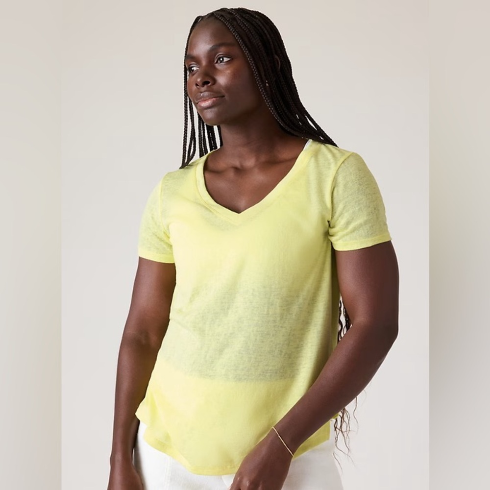 Athleta Breezy Yellow Tee Shirt Large